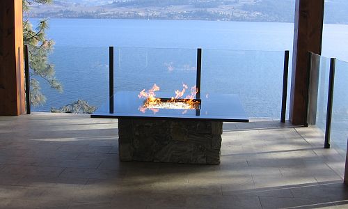 Custom Made 20" burner with glass media, set into granite top